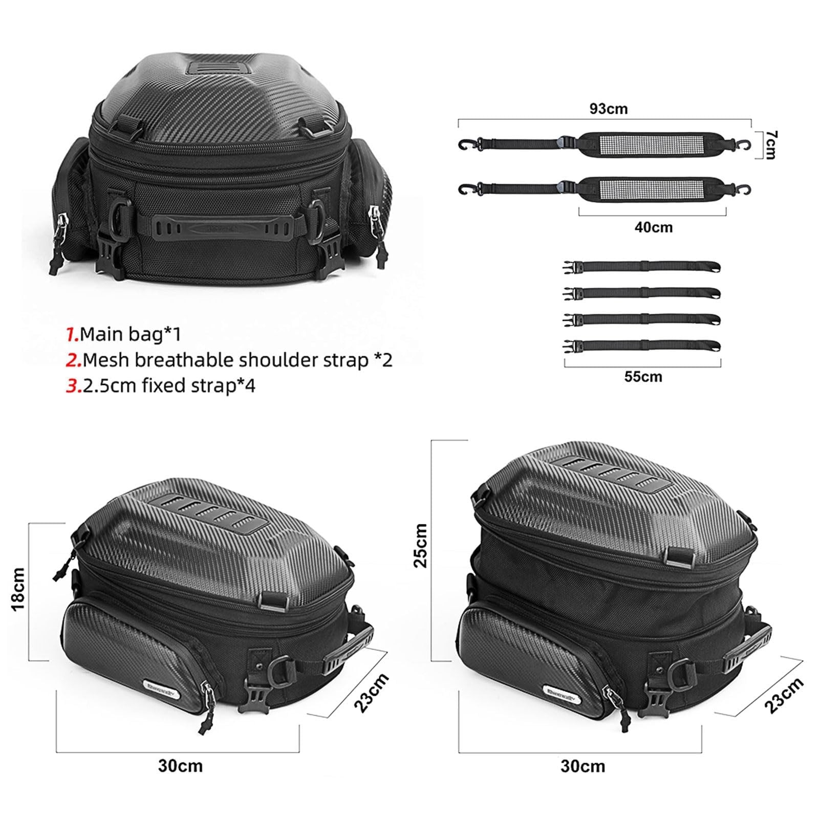 Expandable Motorcycle Tail Bag Motorcycle Bags 12L-18L Rear Seat Luggage Bag …