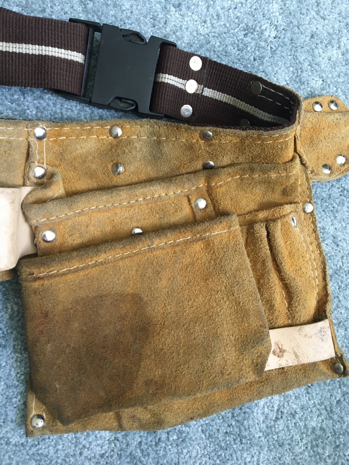 TOOL BELT Carpenter Apron MULTI-POCKET Heavy Split Cowhide LEATHER Vintage