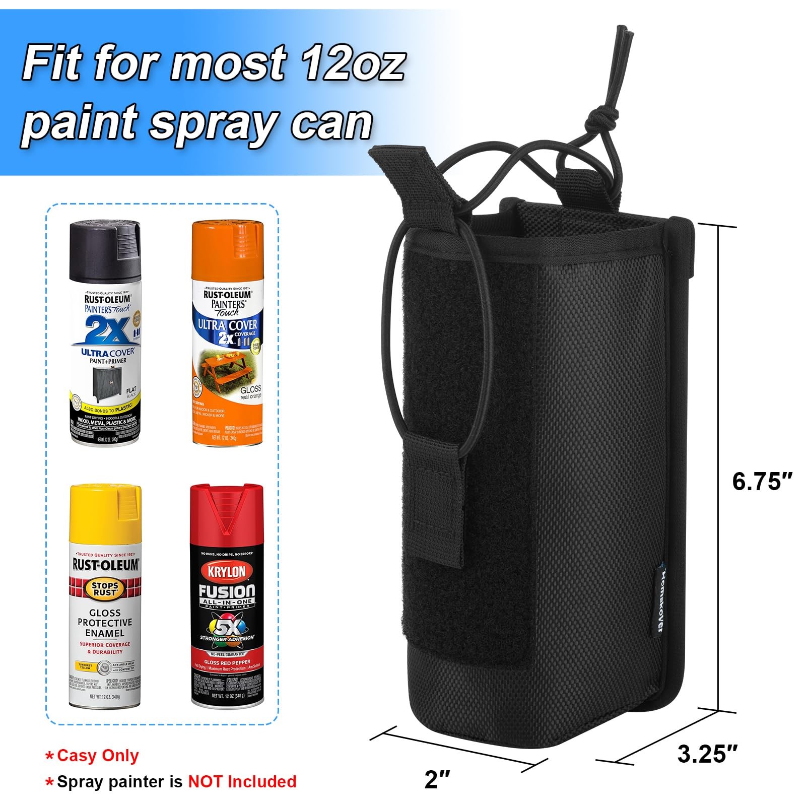 1680D Black Spray Can Belt Holster, 1 Pack Spray Bottle Holder with Metal Bel…
