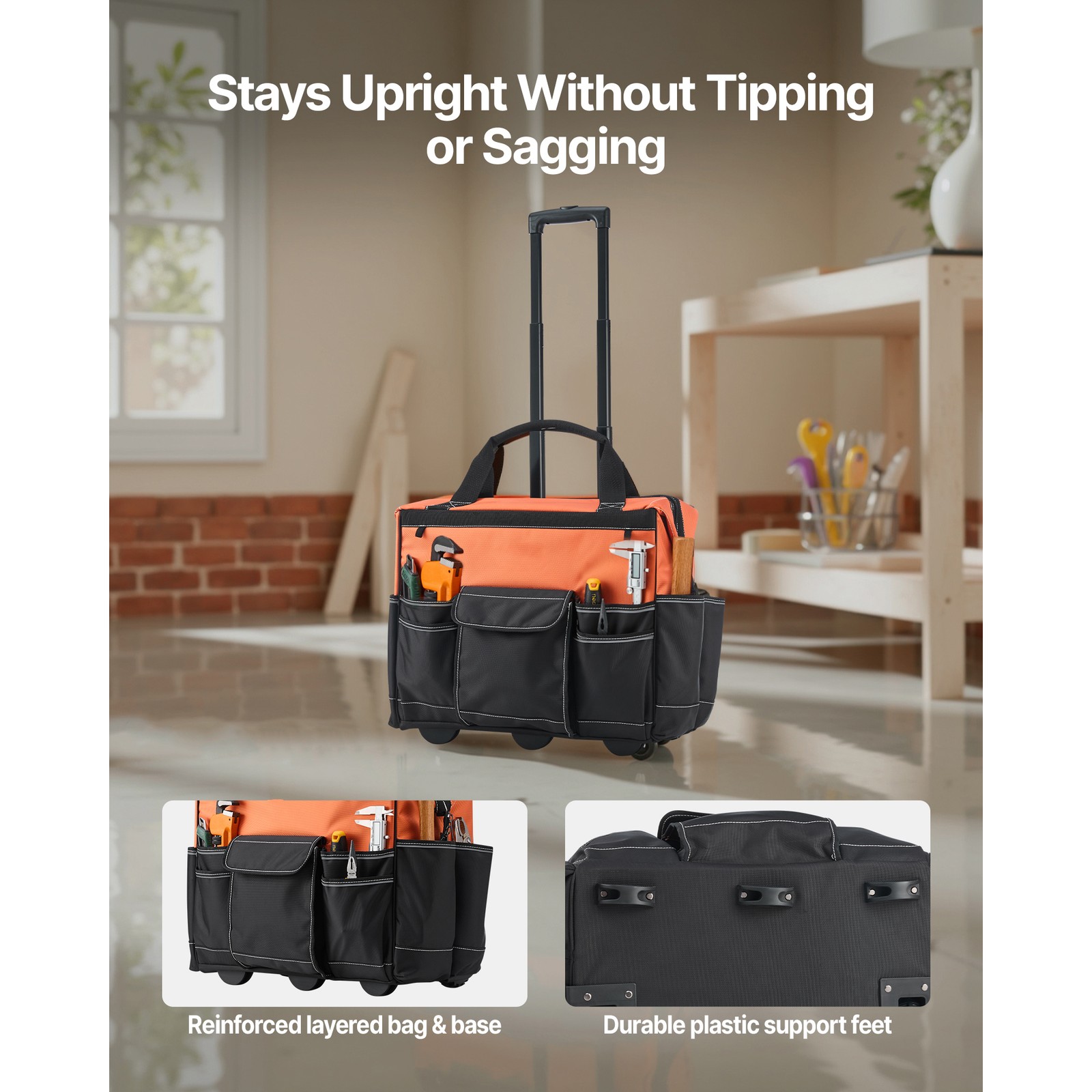 Uimoso Rolling Tool Bag 27 Pockets Heavy Duty 20″ Roller Tool Bag on Wheels
