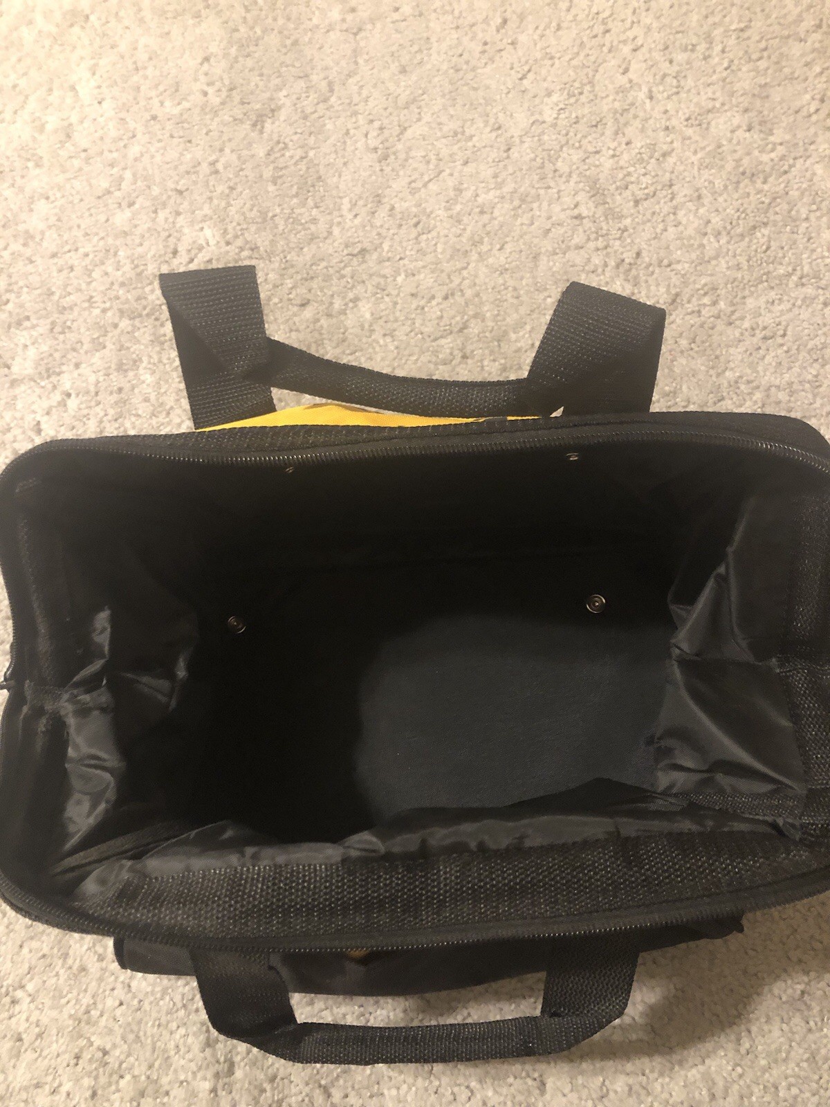 DeWALT Contractor Tool Bag Small Soft Case Zippered Tote Black Yellow Storage