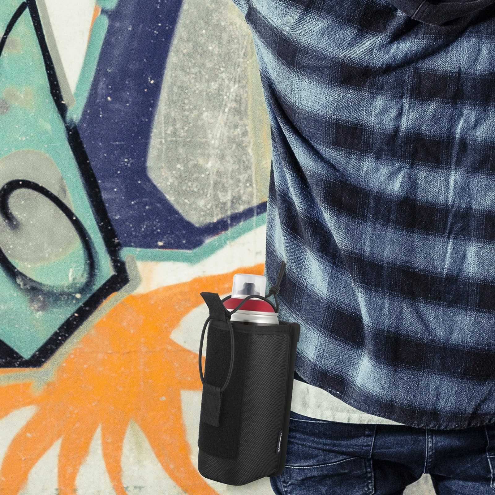 1680D Black Spray Can Belt Holster, 1 Pack Spray Bottle Holder with Metal Bel…