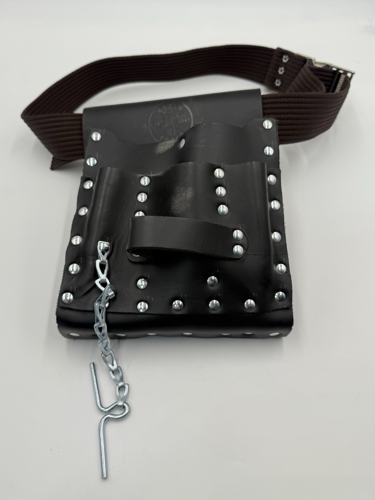 KLEIN Tools #5166 Black Heavy Leather Electrician Tool Pouch With Belt USA