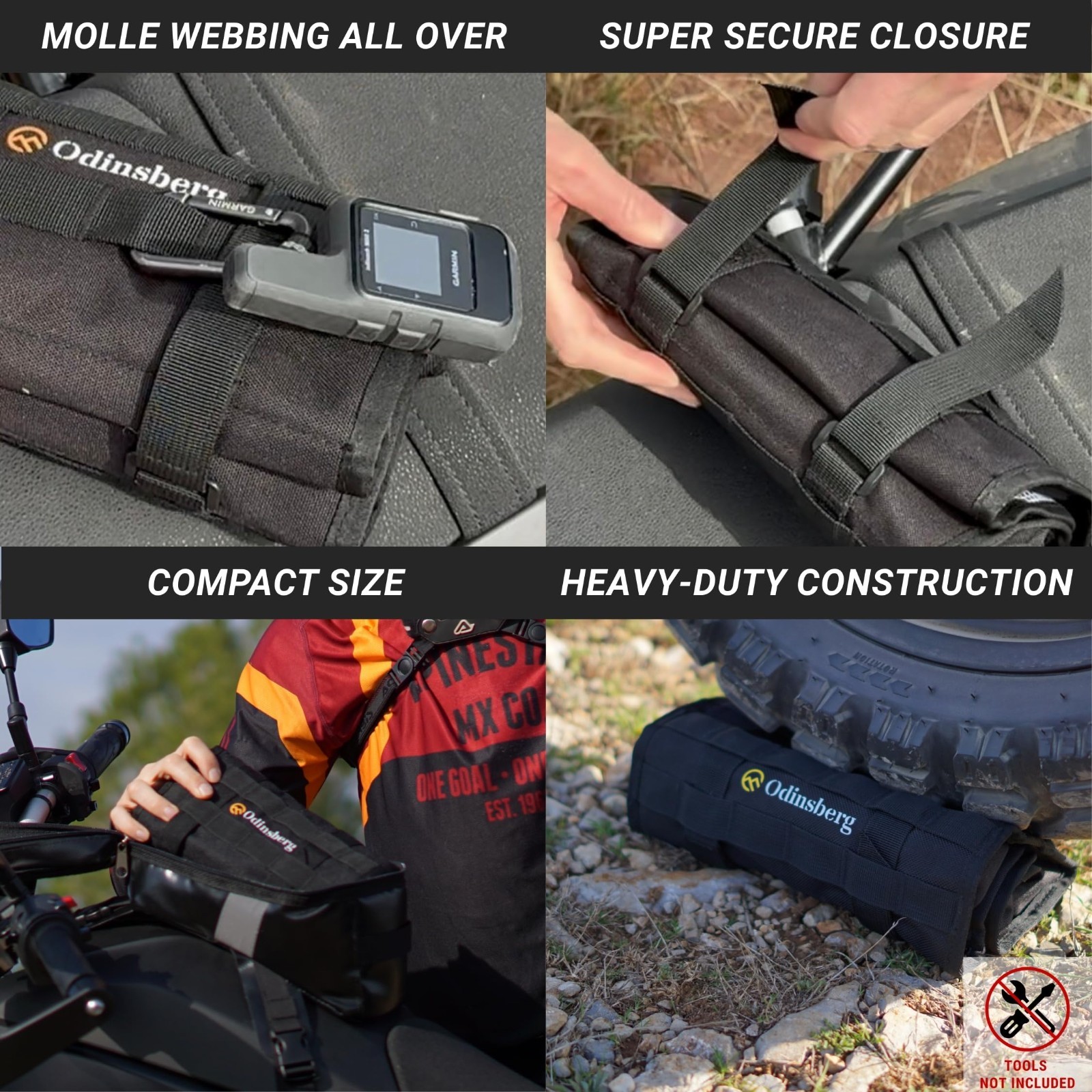 Motorcycle Tool Roll Bag Organizer Pouch – Compact Wrench Wrap for Dirt Bike, UT