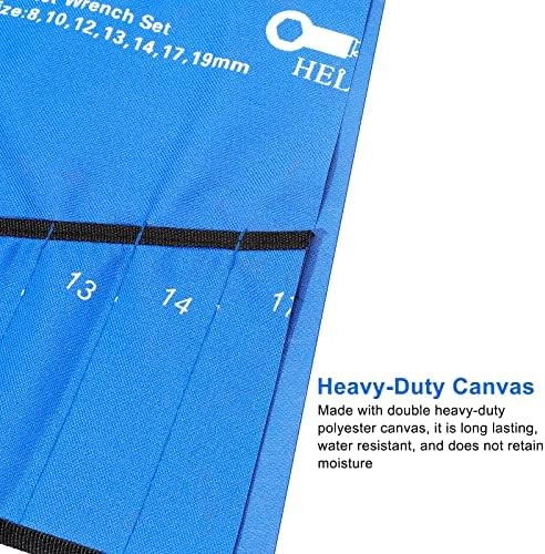 20 Pockets Metric & SAE Wrench Tool Roll Up Pouch Utility Heavy Duty Canvas Tool
