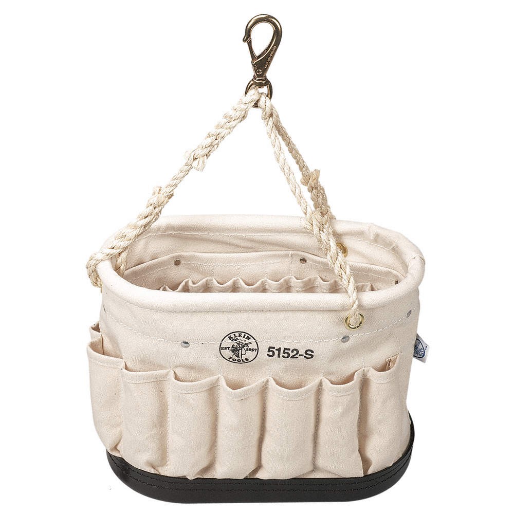 KLEIN TOOLS 5152S Bucket Bag,Canvas,Straight Wall,OffWhite 2DGU2