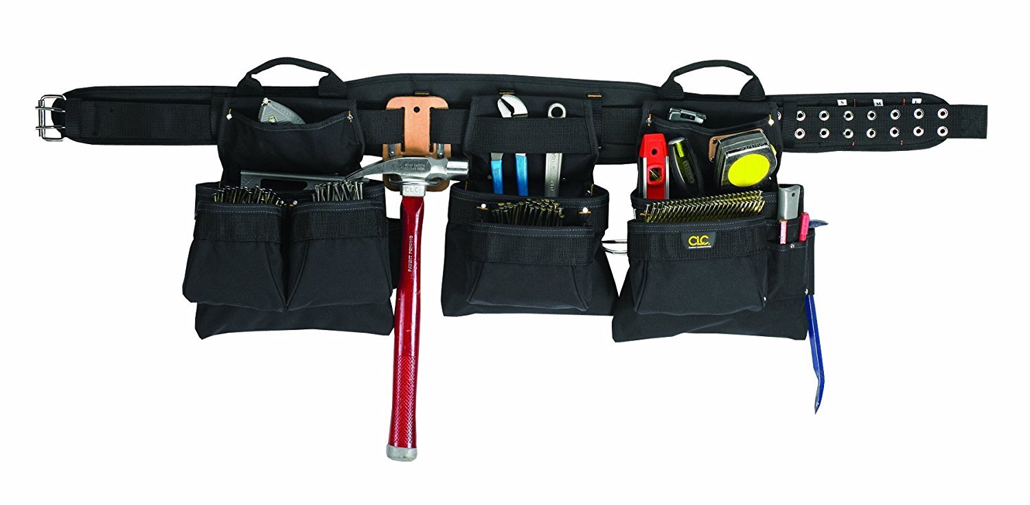 CLC Custom Leathercraft 5605XL Professional Carpenter’s Combo, black, 18-Pocket