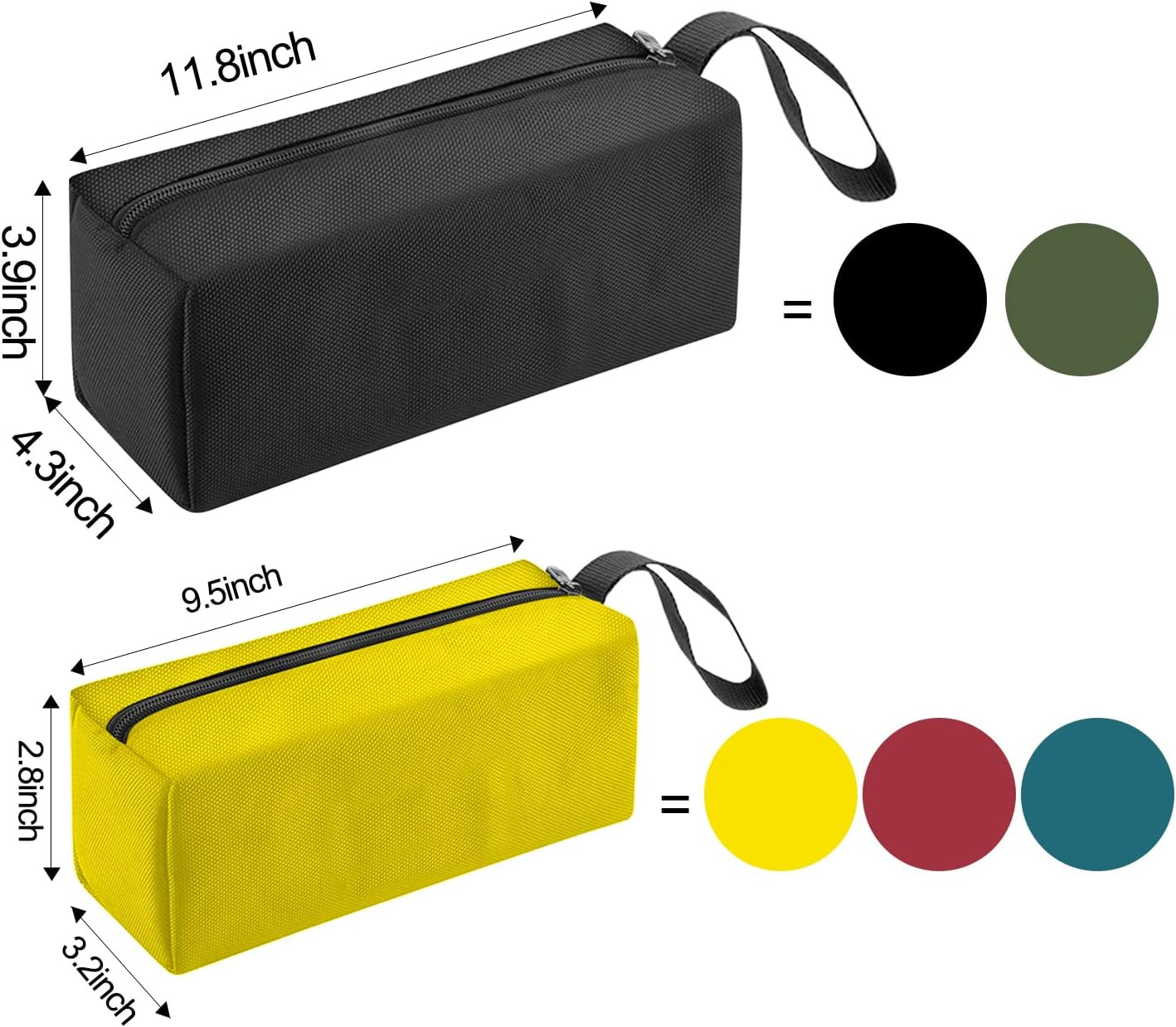 5 Pack Canvas Tool Pouch of Two Sizes, Tool Pouches with Zipper, Multipurpose Zi