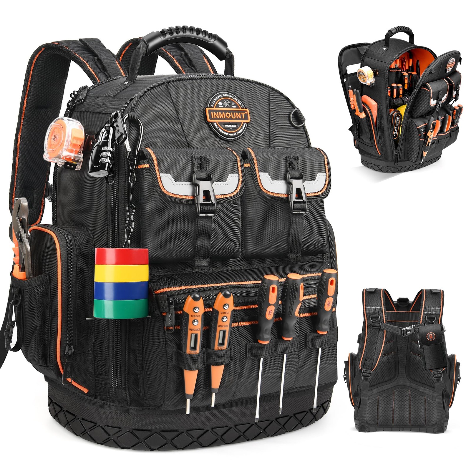 Tool Backpack Heavy Duty, Bag organizer with 89 Pockets & Black