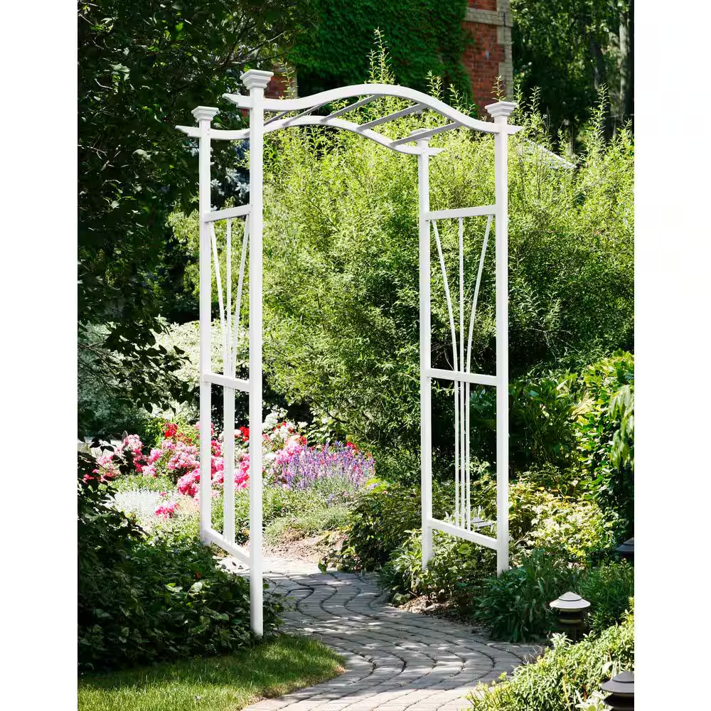 45 In. L X 21 In. W X 84 In. H London Vinyl Arbor, White, VA68102