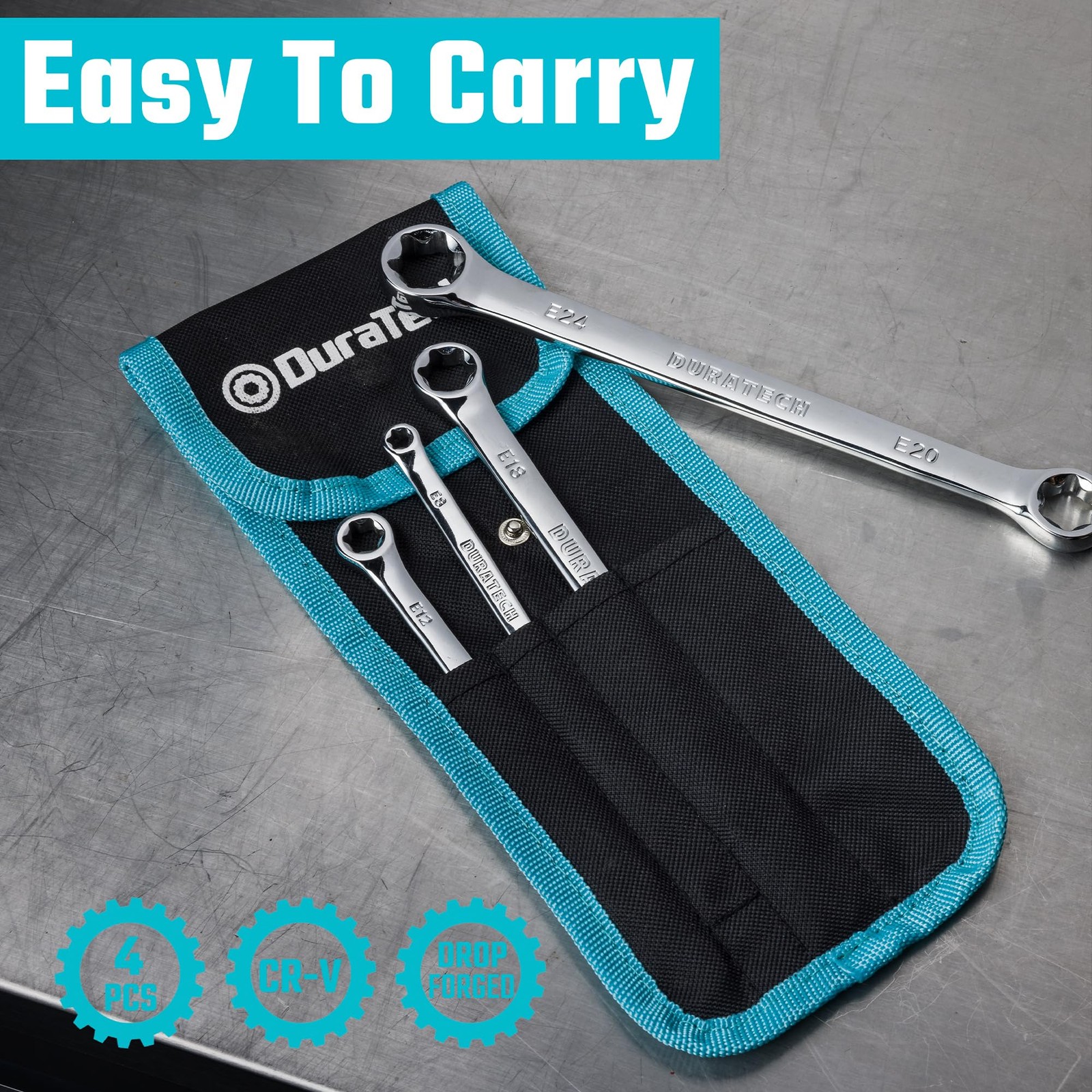 DURATECH 4-Piece E-Torx Wrench Set, Double Box End CR-V Silver