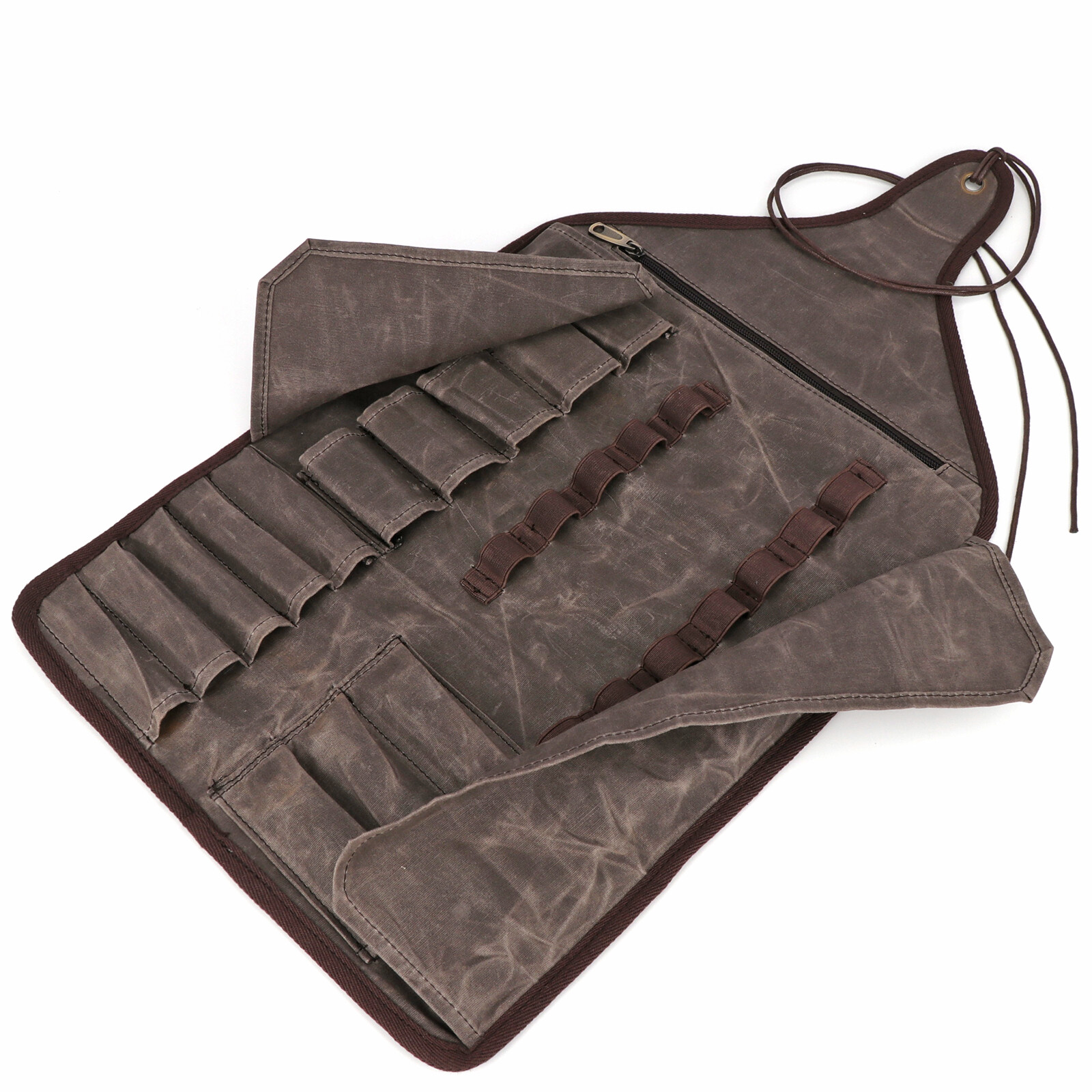 TOURBON Waxed Canvas Tool Roll Spanner Wrench Storage Pouch Chisel Gloves Pocket