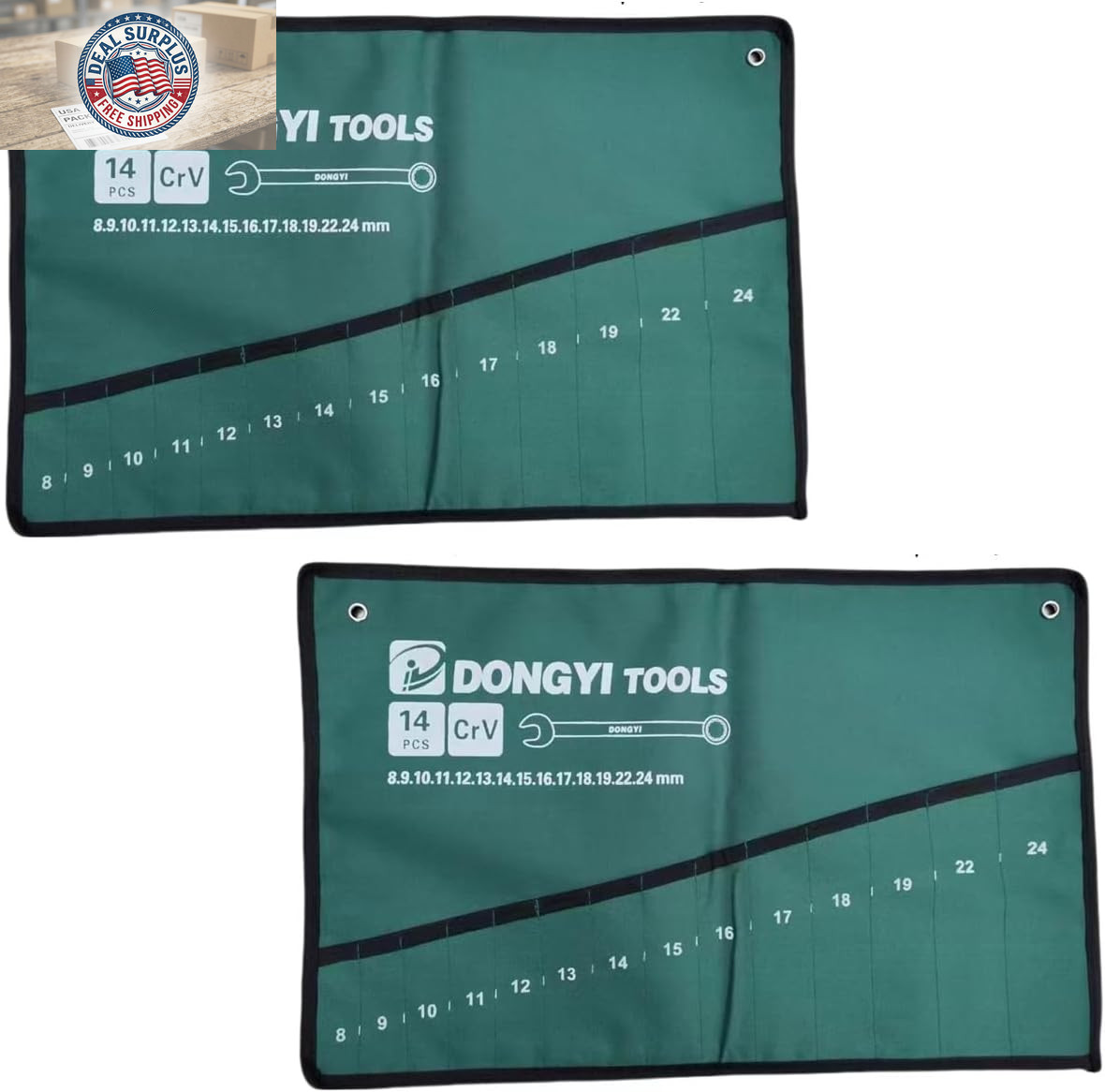 2 Pack Wrench Roll up Pouch Wrench Set Roll Organizer 14 Pocket Slot Canvas Tool