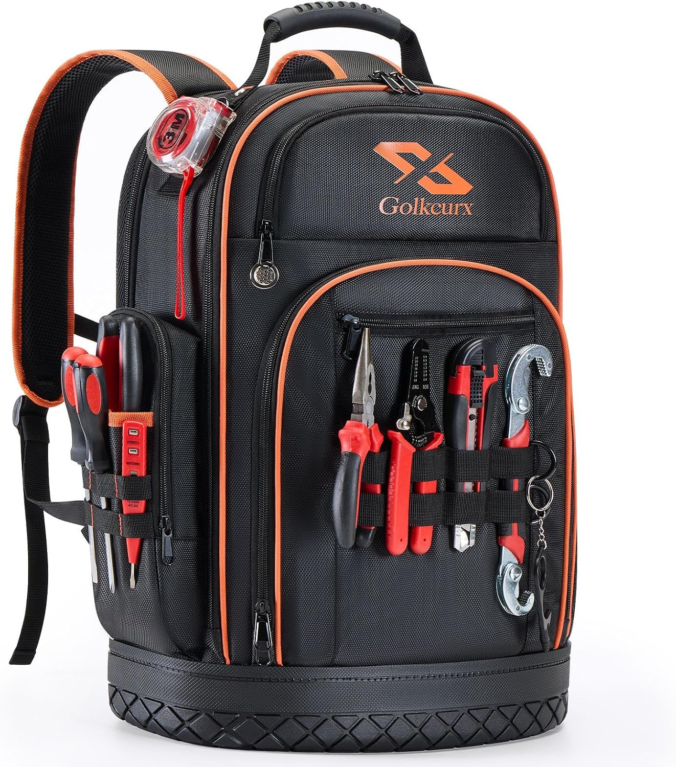 Tool Backpack, Heavy-Duty 1680D Tool Carrier | Molded Durable Base, Electrician