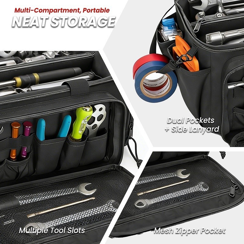 Tool Organizer 14″ Tactical Tool Bag with 5-Pockets & Handle Canvas 2-Way Zipper