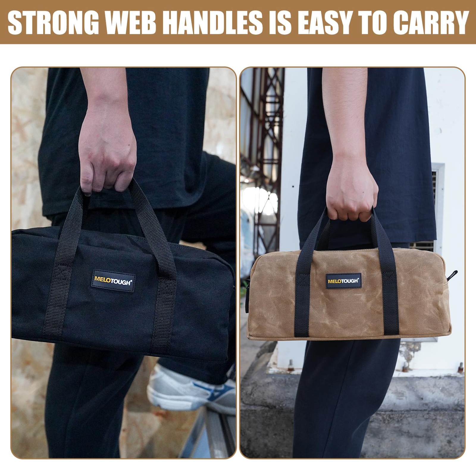 Waxed Canvas Utility Tool Tote Bag Set 2 Medium Organizer Bags for Trades