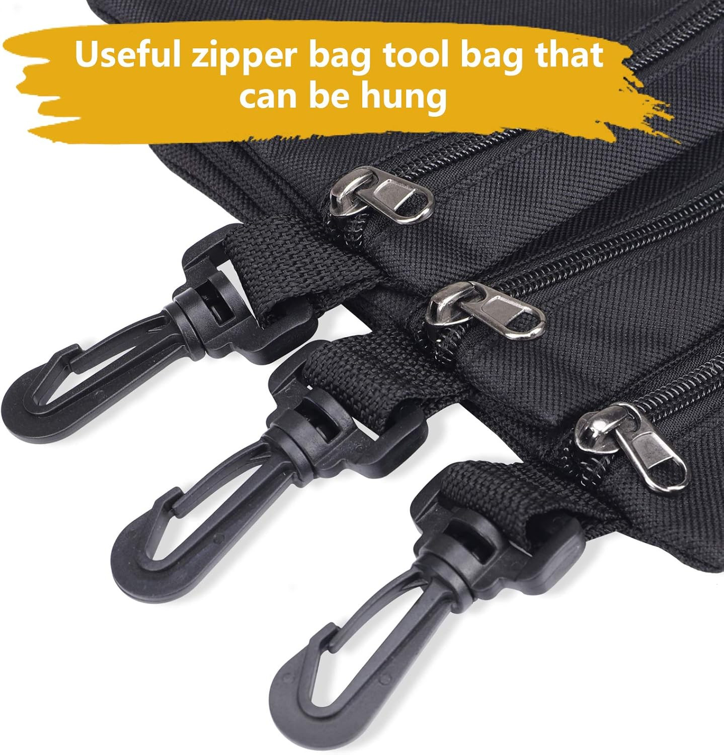 Canvas Tool Bags 3 Pack Heavy Duty Zipper Pouch Set Small Tool Organizer Black