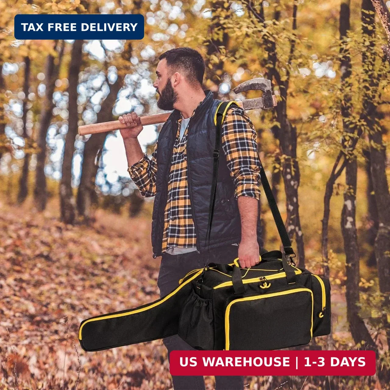 Chainsaw Case, Durable Chainsaw Bag with Removable Spill-proof & Wipe-clean Tray