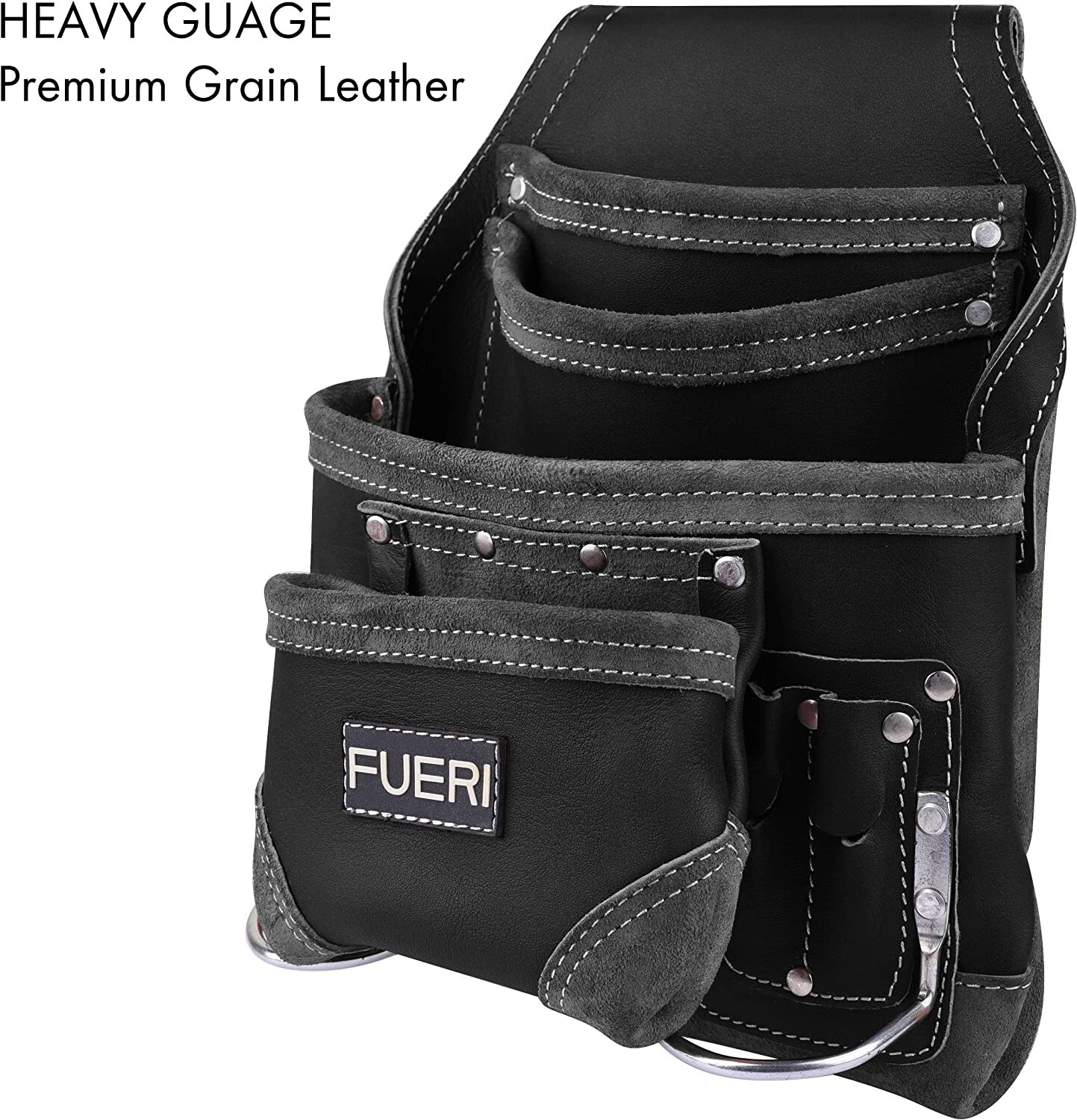 Leather Tool Pouch for Carpenters 10 Pocket Framers Electrician Belt Nail Bag