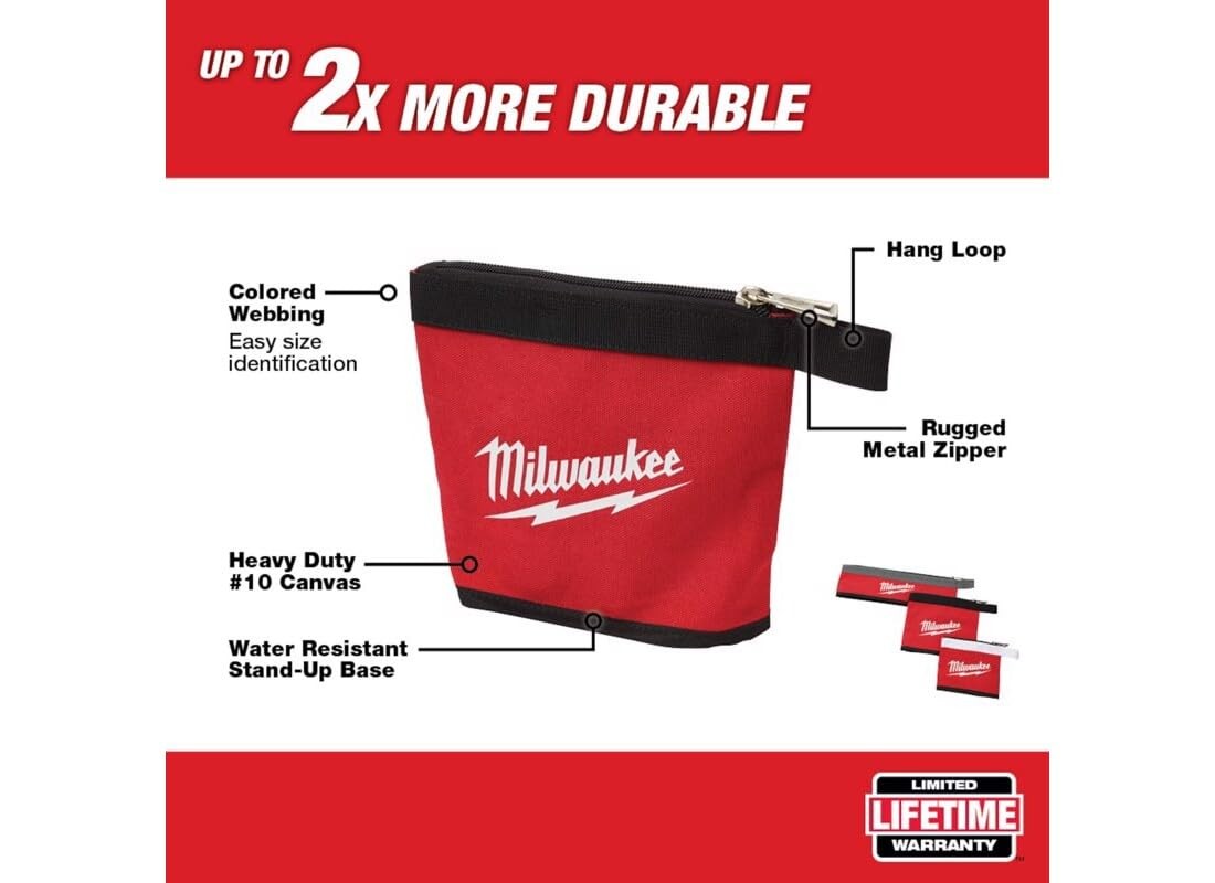 Milwaukee Electric – 3 PC Multi-Size Zipper Pouches Red