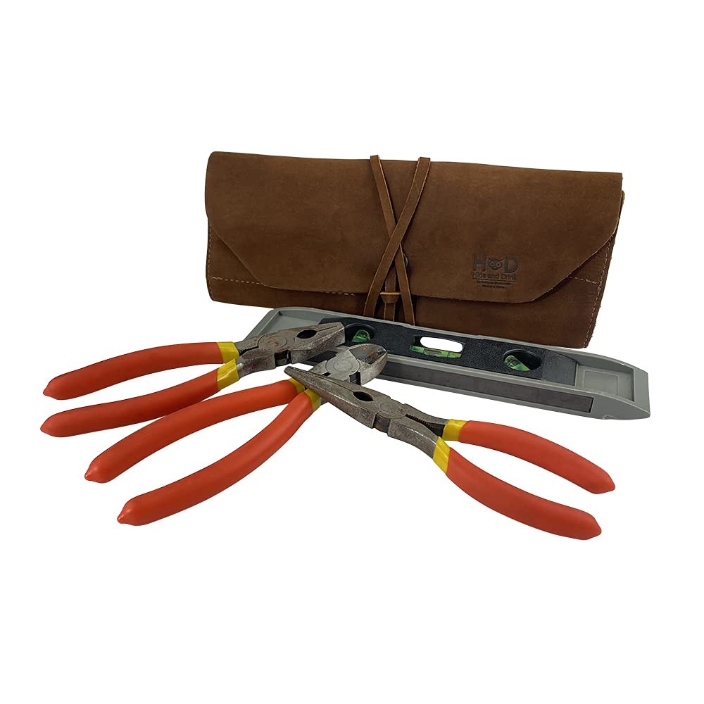 Roll-Up Bag 10 Slots Full Grain Leather Organizer Portable Handmade Tool Brown