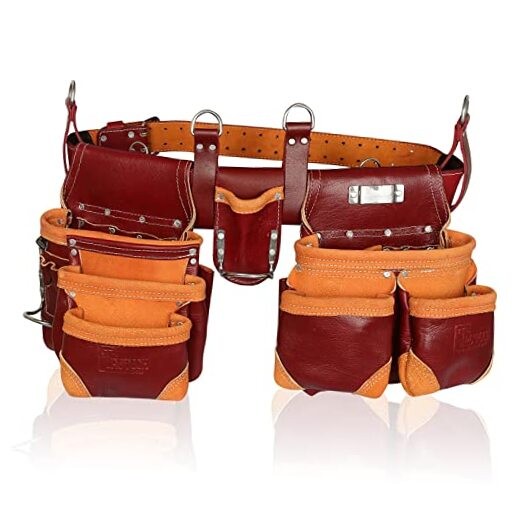 Grain Leather Tool Belt | Tool Rig Set | Tool Pouch | Drywall | Maroon