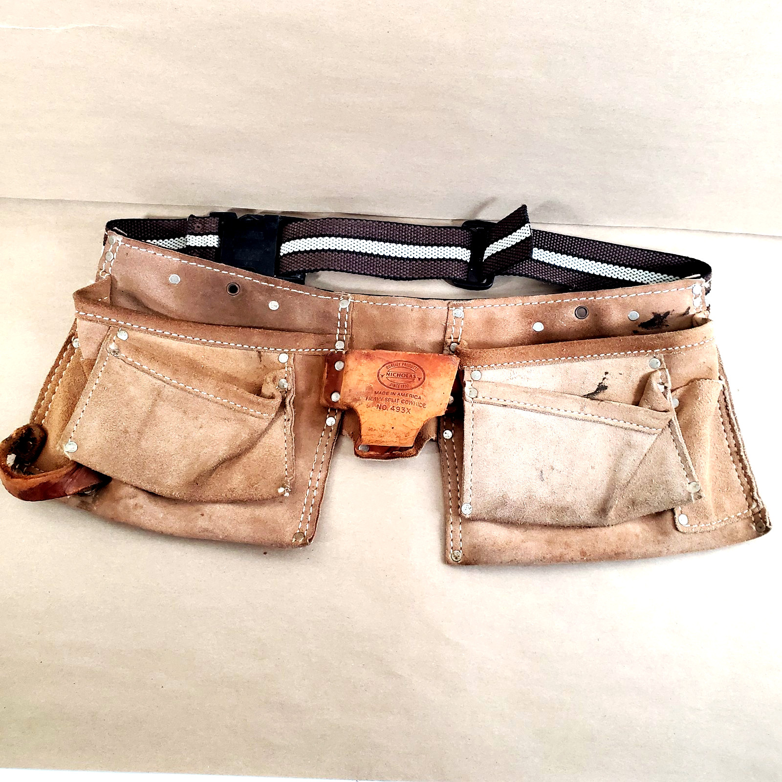 Vintage Nicholas Workgear Heavy Split Cowhide Leather Tool Belt No 493X – USA