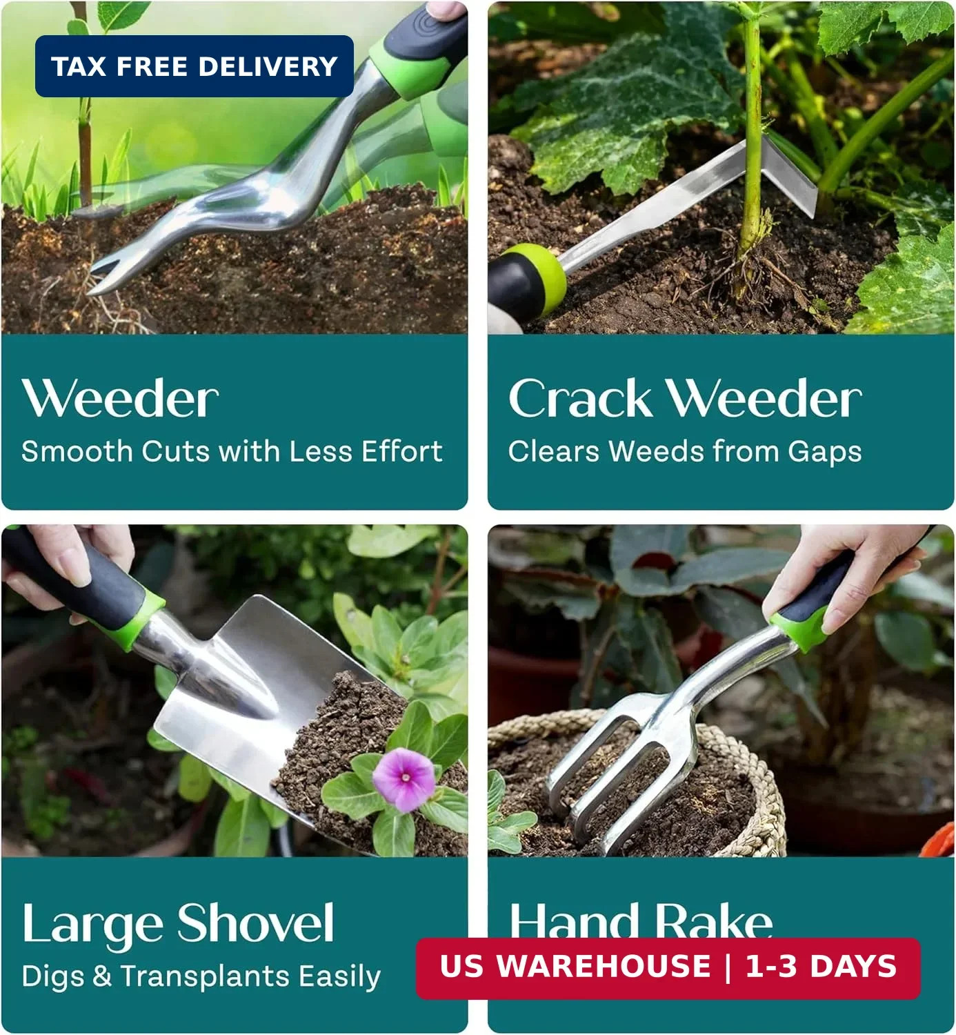 Heavy Duty Gardening Tools – Gardening Gifts for Women, Men, Mom, Dad – Durable,