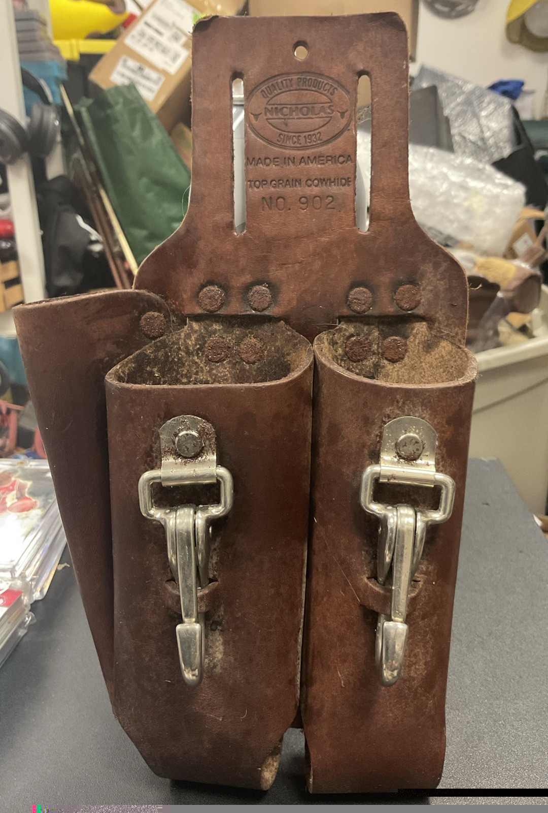 Vintage McGuire USA (Nicholas) 3 Pkt Linesman Tool Holder Cowhide Leather #902