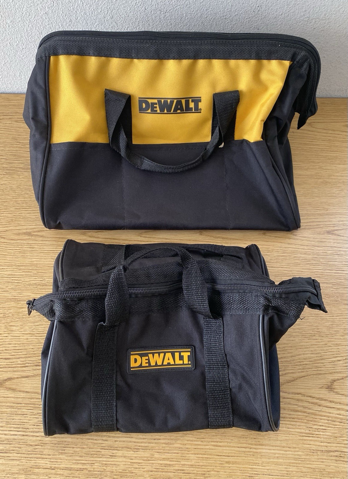 DEWALT Heavy-Duty Tool Bags-Black/Yellow-Large~15” and Small~11”-Lot of 2