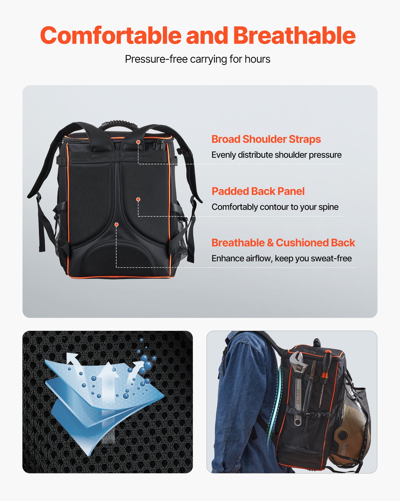 VEVOR 33L Welding Backpack 600D Polyester Welder Backpack for Tools and Helmet