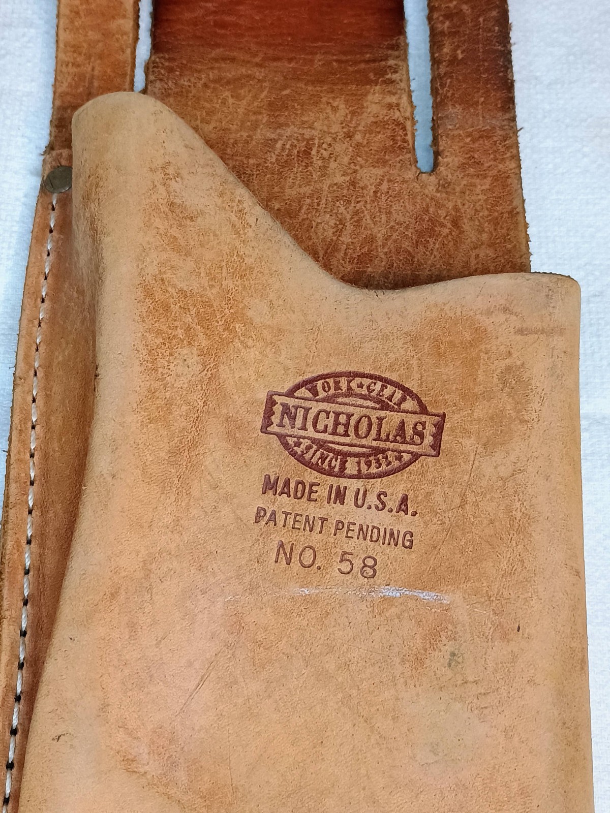 2 – NICHOLAS TOOL HOLDER MODEL No. 58 top grain cowhide Made In USA