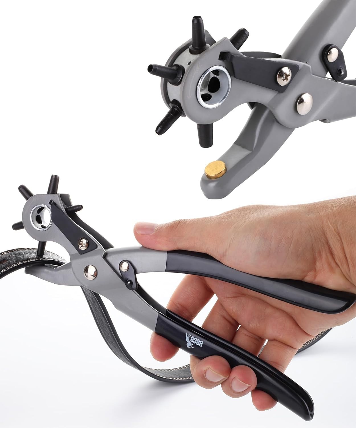 Steel Leather Hole Punch Tool with 6 Sizes – Versatile Belt and Leather Crafting