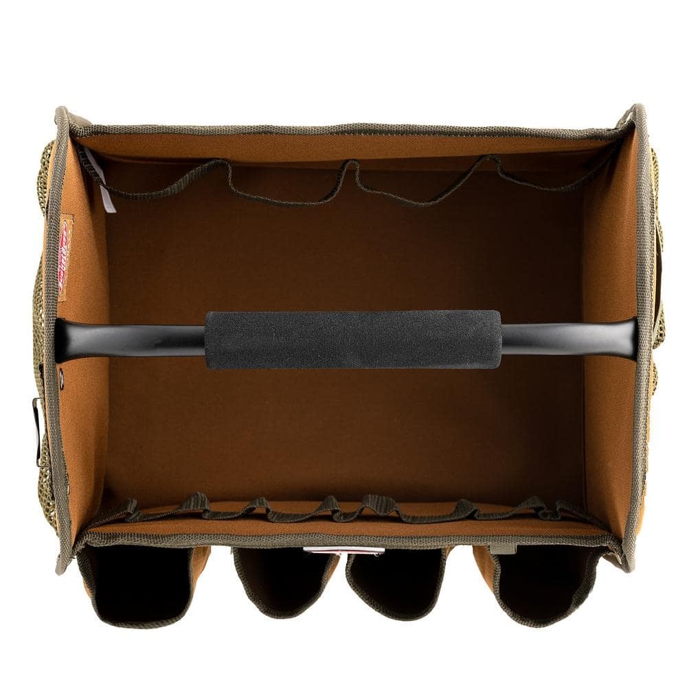 12 In. Open Top Tool Tote Bag All-Purpose with 8 Pockets and 12 interior Loops