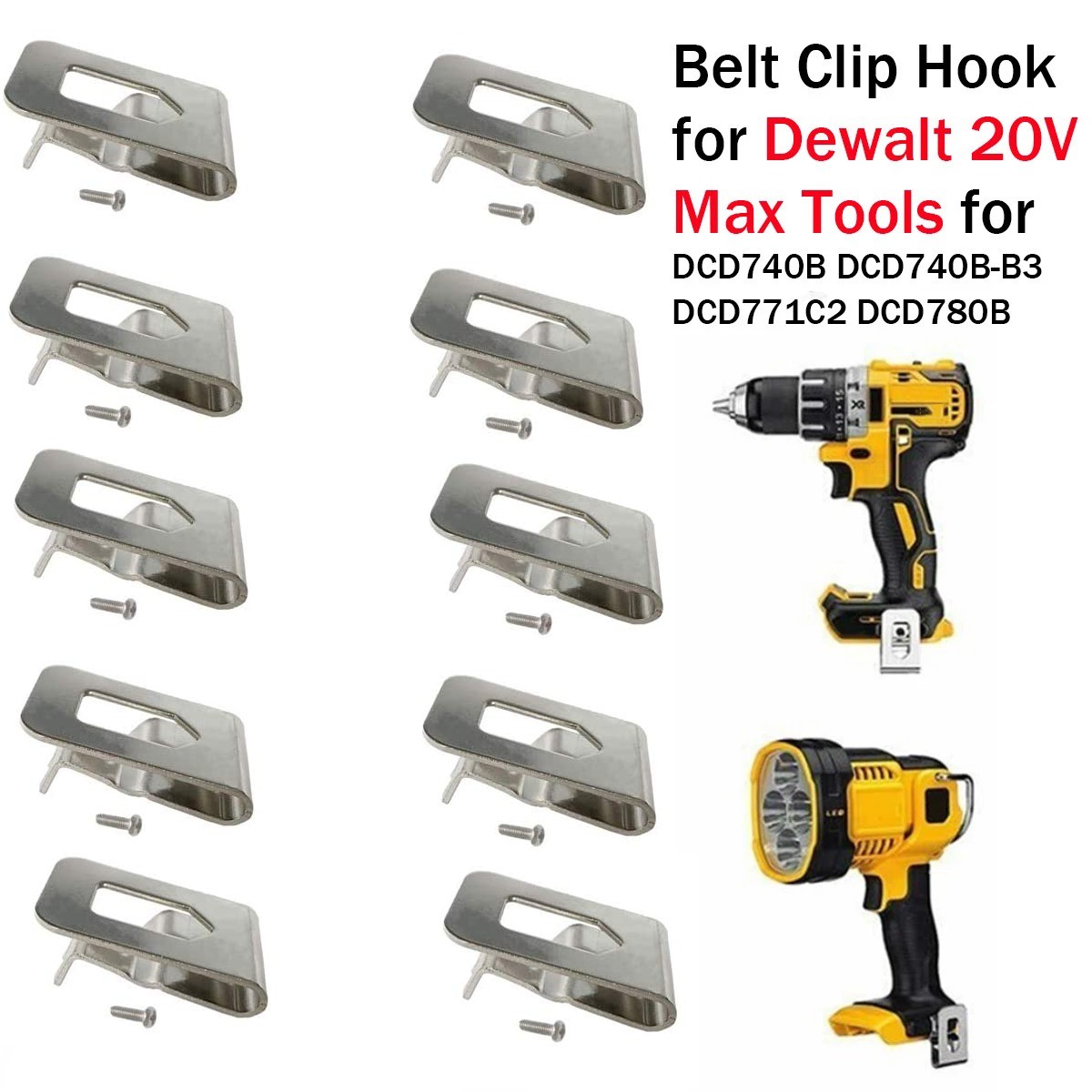 10Pack Belt Clip Hook w/Screw for Dewalt 12V 20V Drill Impact Driver Flashlight@