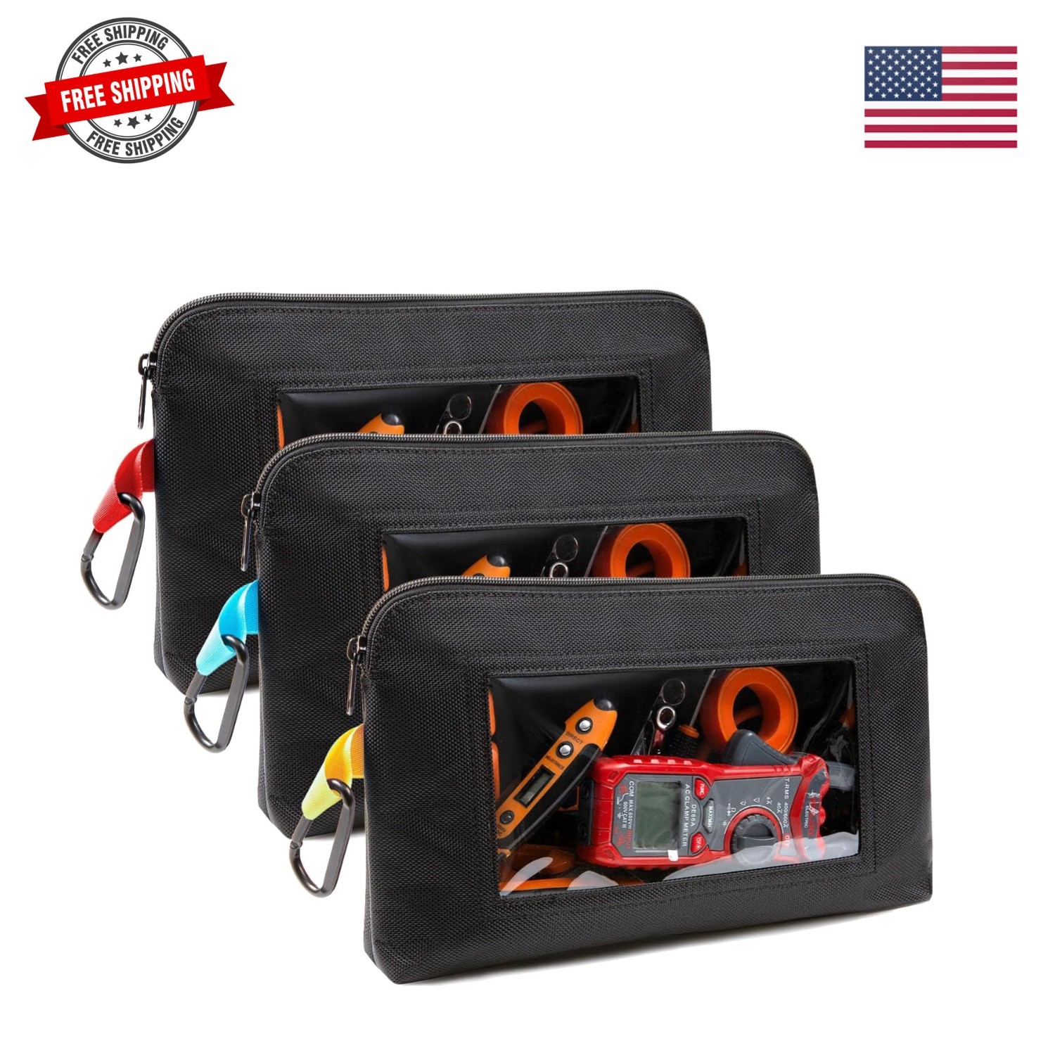 Tool Pouch with Clear Window for Men, 1680D Oxford Small Tool Bag, Heavy Duty…