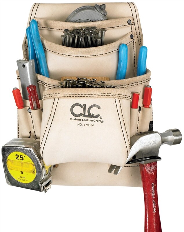 NEW CLC 179354 10-Pocket Nail WHITE LEATHER HEAVU DUTY Tool Bag 0154161