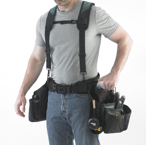 18 Pocket Polyester Carpenter Suspension Tool Rig Padded Belt with Suspenders