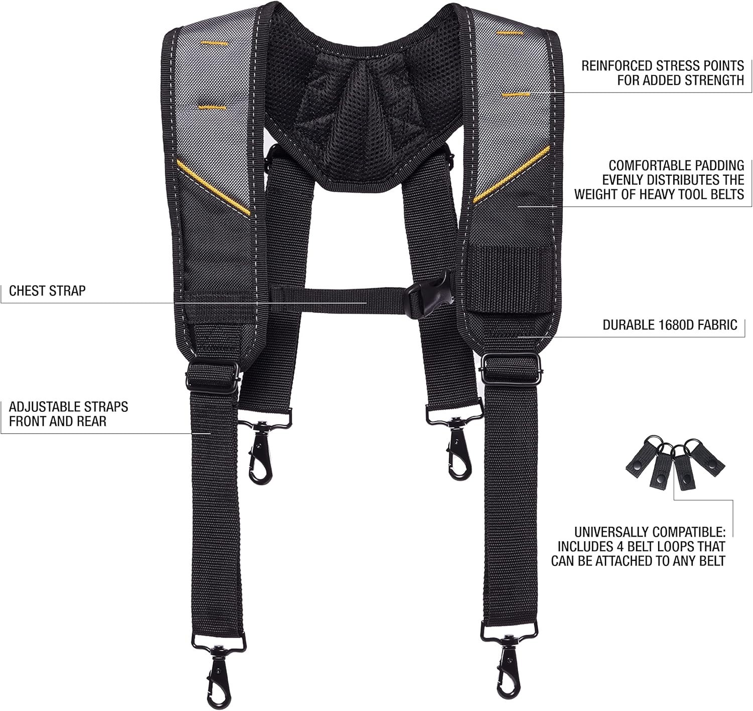 ToughBuilt ClipTech Series–Pro Padded Suspenders,Heavy-Duty Adjustable TB-CT-51