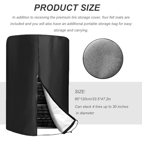Tire Cover with 4 Felt Pads, Waterproof 420D Oxford Spare Tire 1pcs with Pads