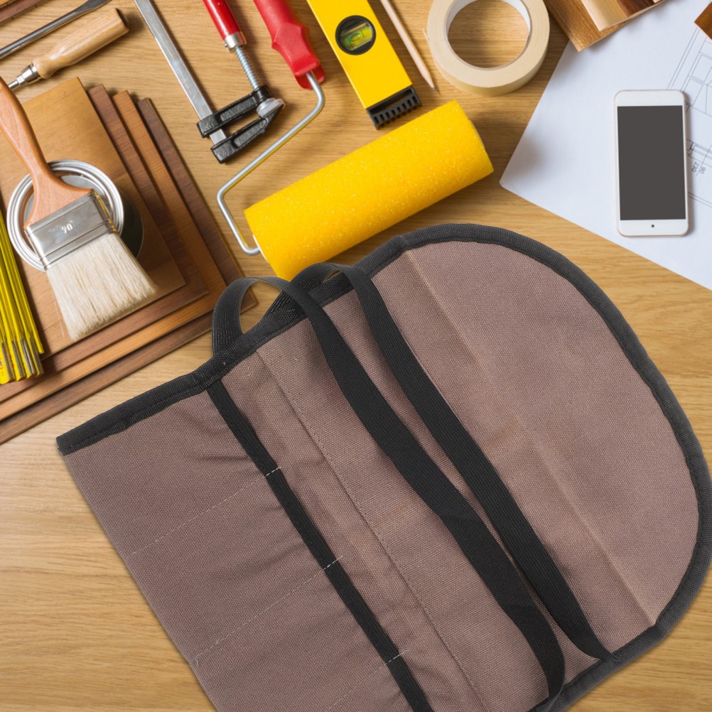 2Pcs Wear-Resistant Canvas Tool Roll Bag Organizer for Screwdrivers and Wrenches