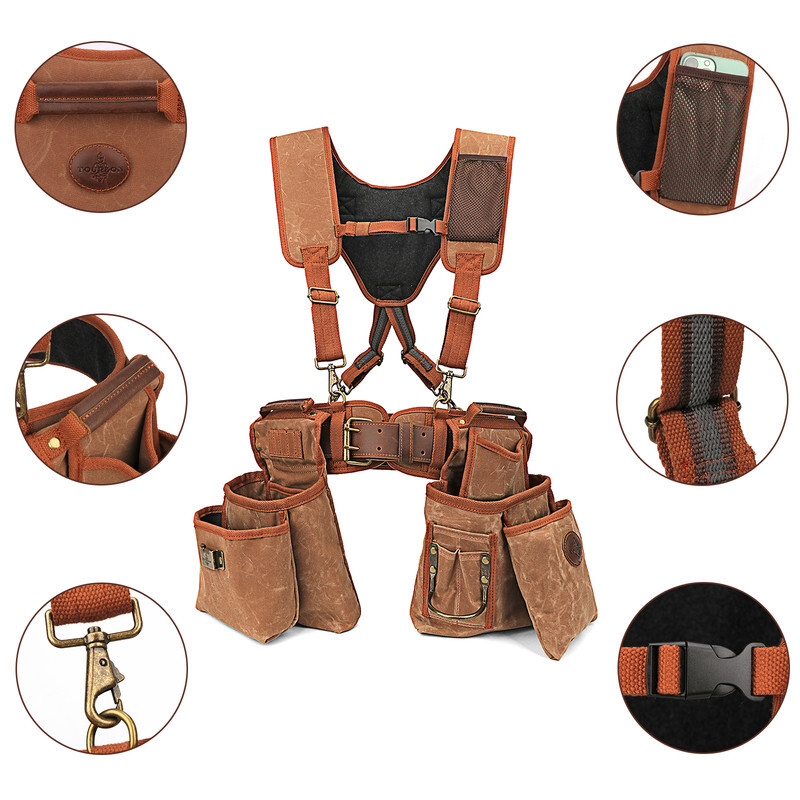 TOURBON Electrician/Carpenter/Framer Tool Contractor Vest Suspender Rig Beltbag