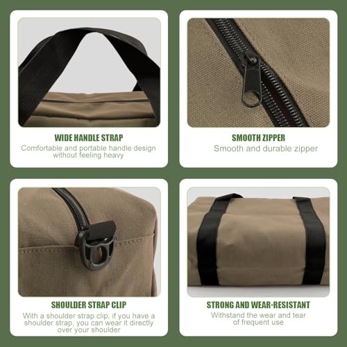 Khaki 12″ Large Wide Mouth Tool Bag – Small Organizer Bag