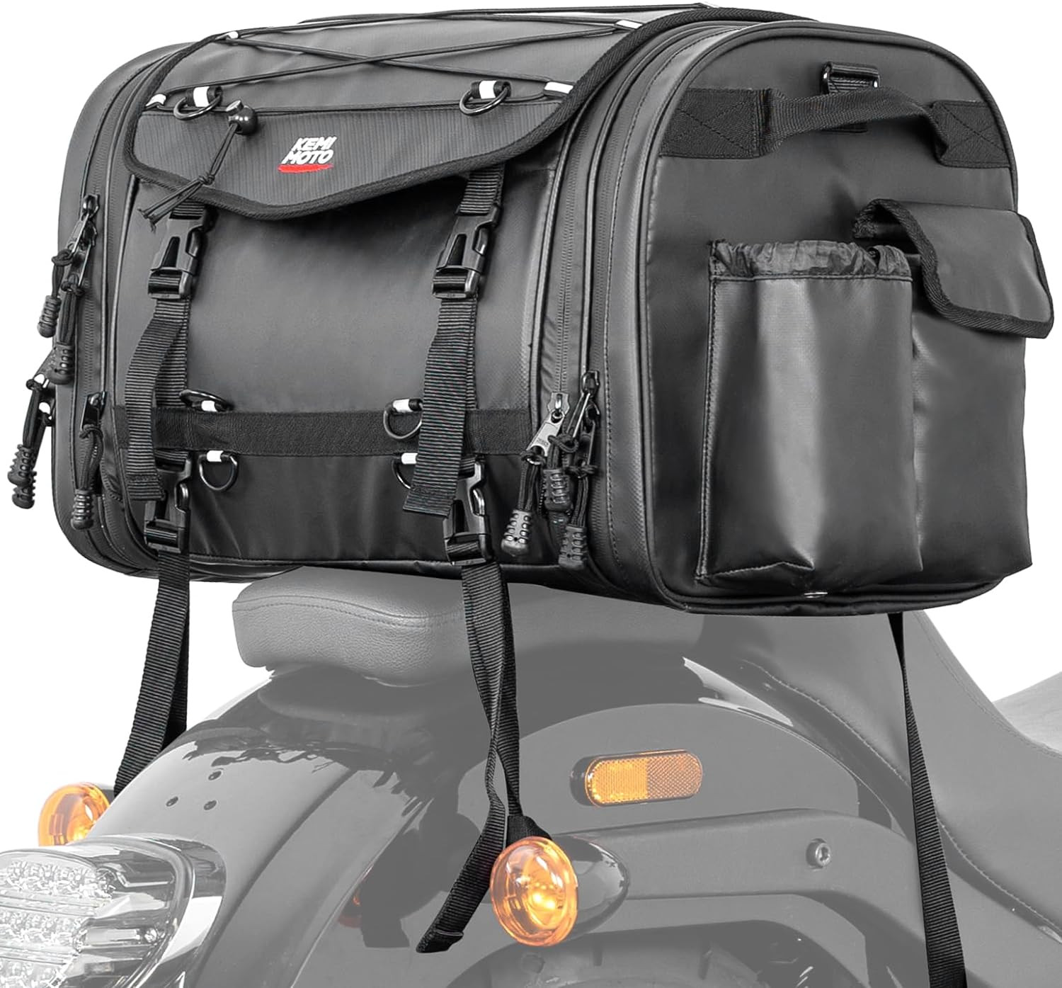Motorcycle Travel Luggage Bags, 60L Expandable Large Capacity Motorcycle Tail Ba