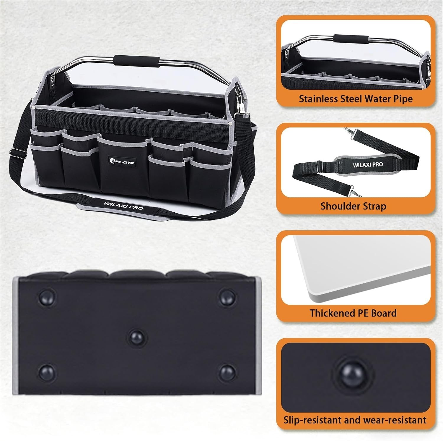 Versatile 20in Heavy Duty Tool Organizer with Adjustable Strap & Padded Handle
