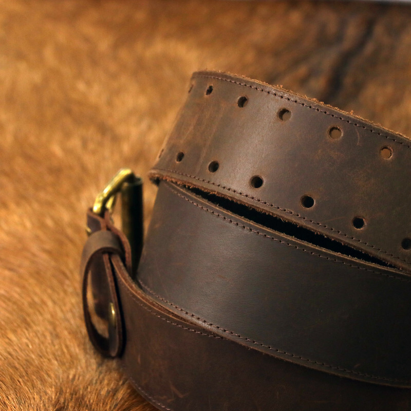 TOURBON Leather Tool Carry Workshop Waist Belt 2″ Double Roller Buckle Rig Belt