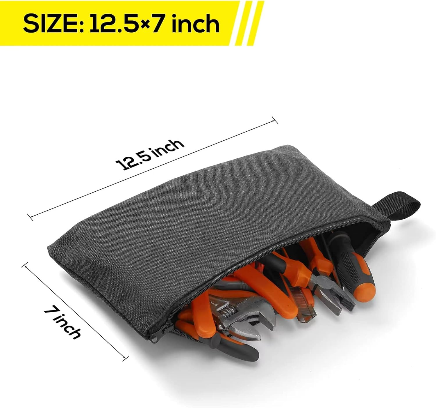 8 Pack Canvas Tool Pouch with Zipper,Upgrade 16 Oz Heavy Duty Small Tool Bag,Mul