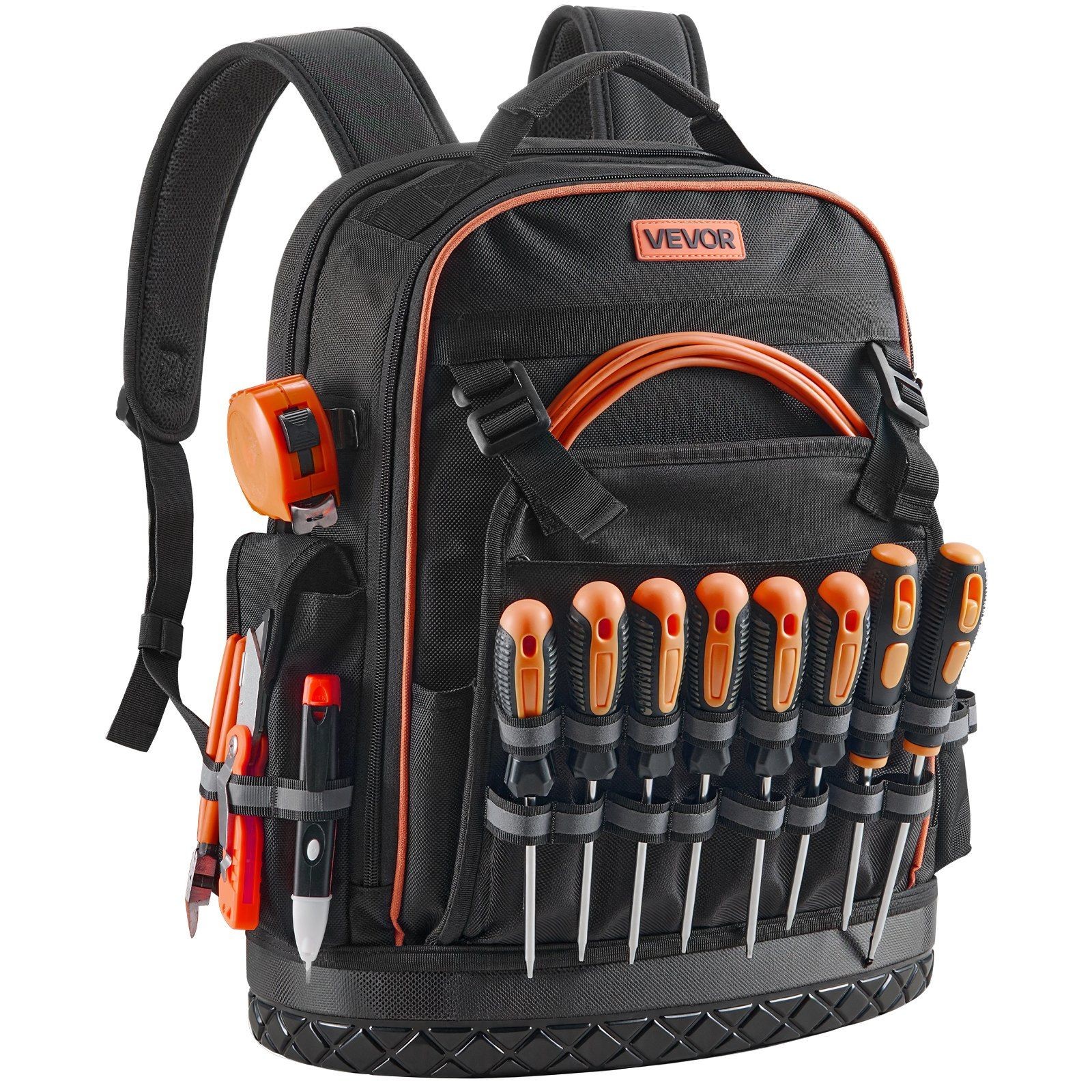 Jobsite Tool Backpack 64 Pockets Heavy Duty Tear-Resistant for Electrician Work