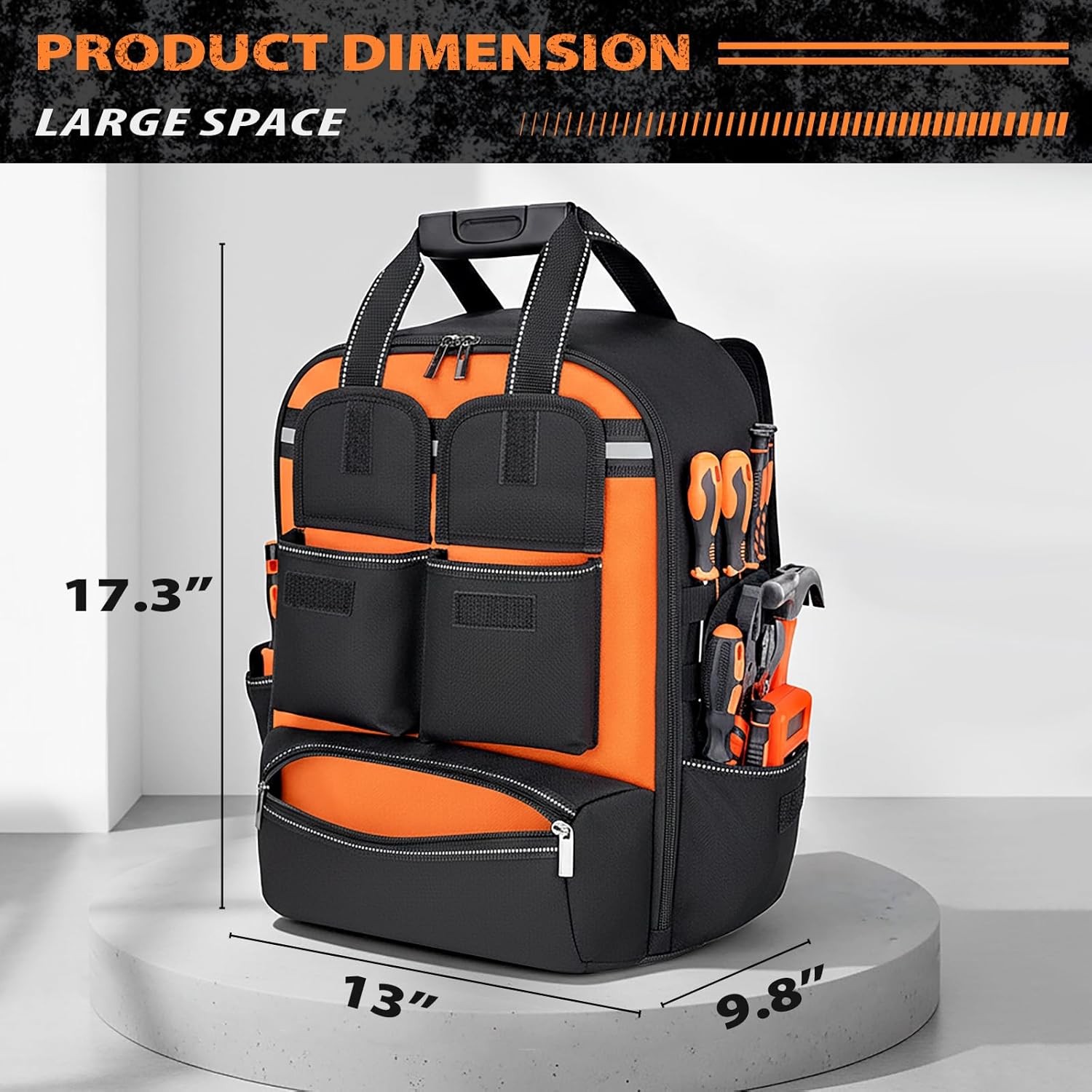 Jjring Tool Bag Backpack For Men With 18 Tool Pockets, Heavy-Duty Tool Organizer