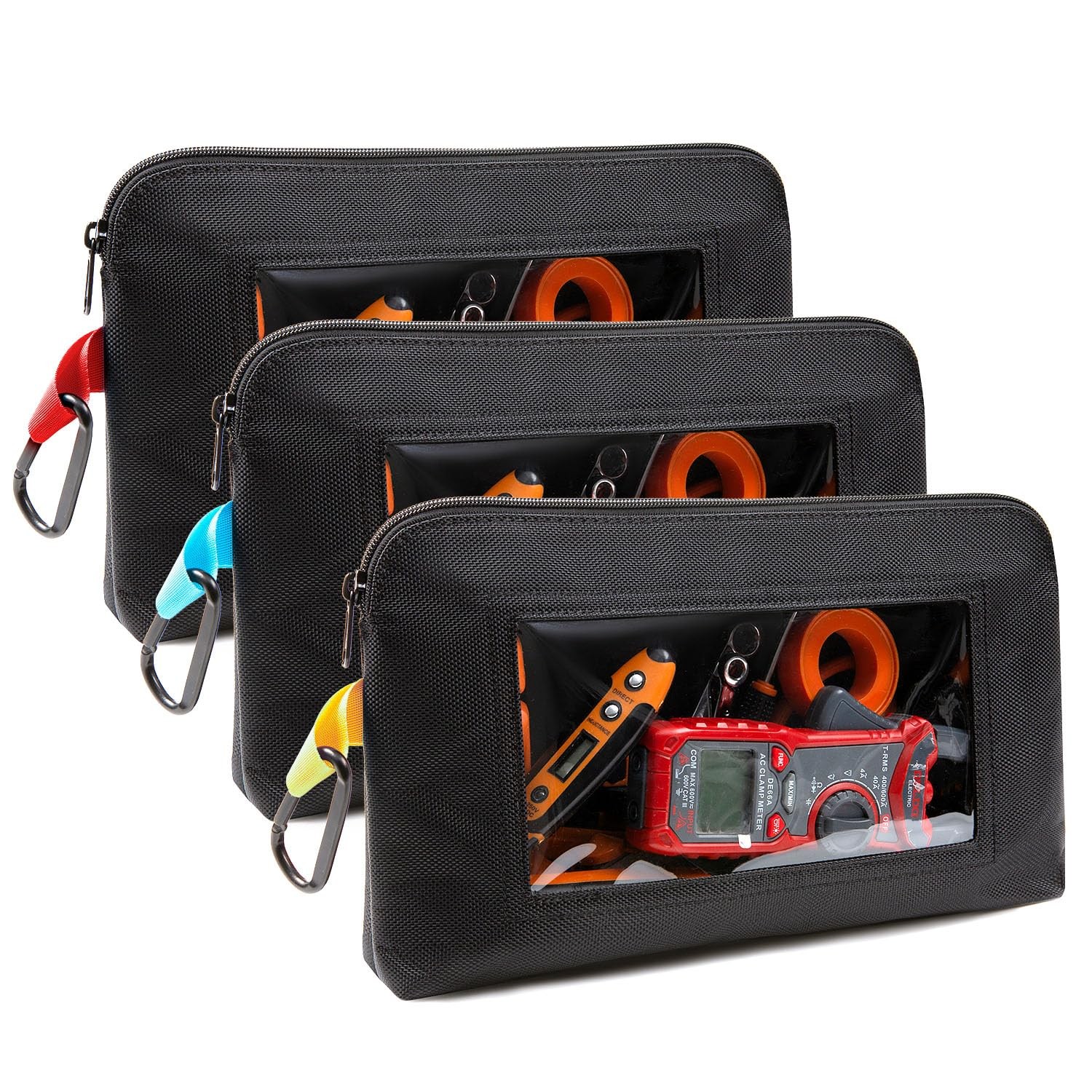 1680D Oxford Heavy Duty Small Tool Bag with Clear Window Tool Pouch for Men